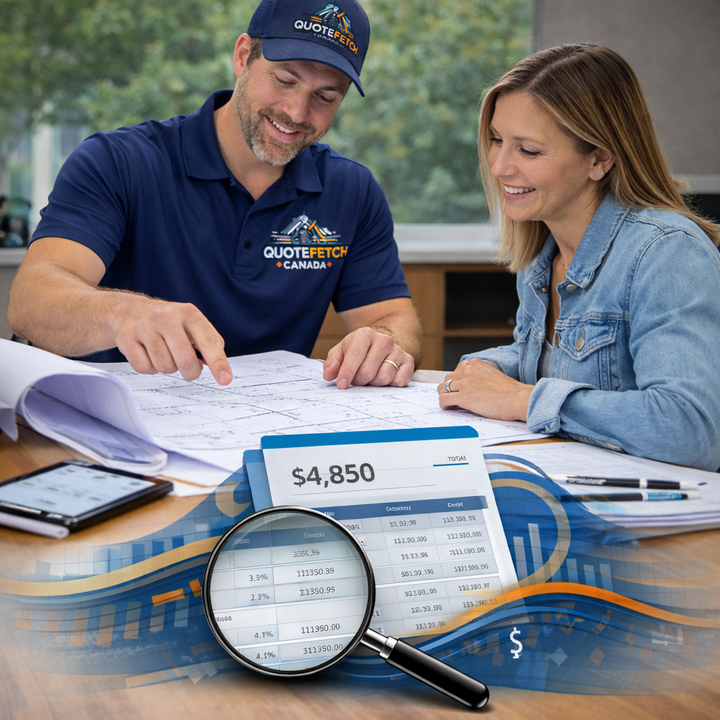 Tradesman reviewing blueprints